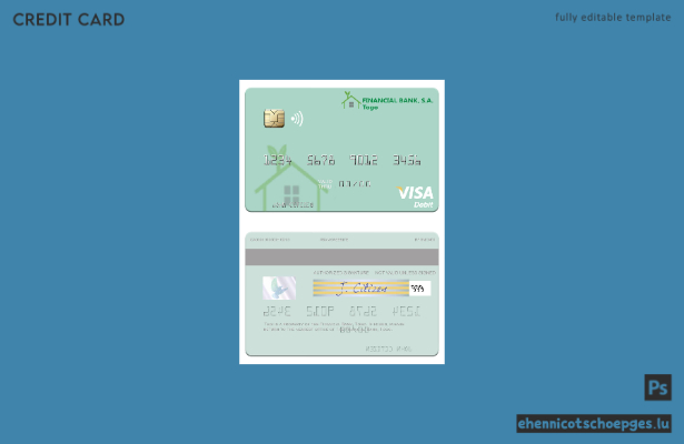 Beispielvorschau der Togo Financial Bank Visa-Debitkarte